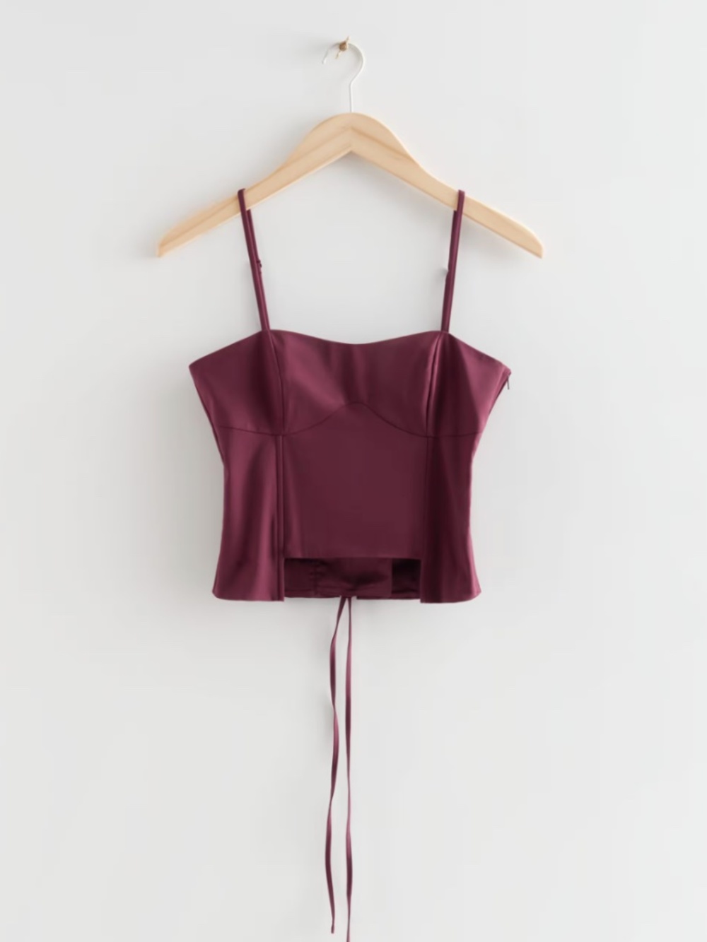 Strappy Lace-Up Bustier in Burgundy from & Other Stories.